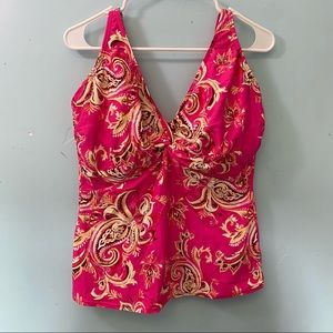 Pink Floral Underwire Tankini Top, 38G